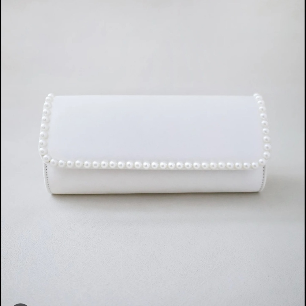 Satin Wedding Clutch with Pearls